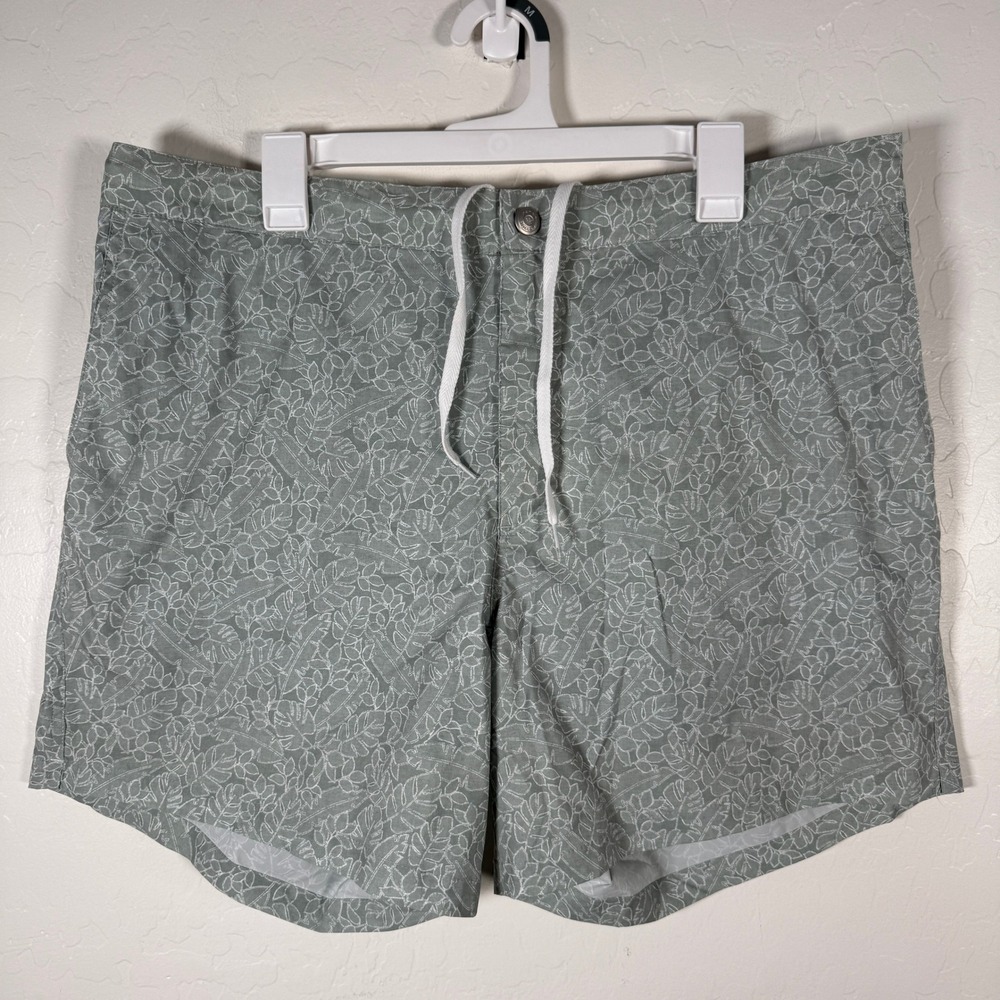 Peter Millar Swim Trunks Mens XL Green Floral Crown Crafted Board Shorts Luxury